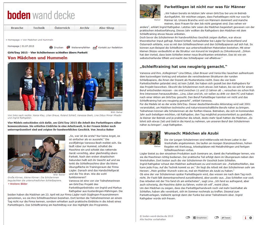 Das Projekt Mähringen: Artikel im Magazin Boden-Wand-Decke