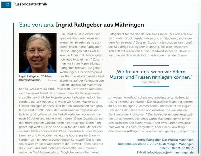 Das Projekt Mähringen: Artikel im Magazin Boden-Wand-Decke